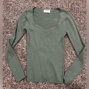 Old Navy Green Ribbed Long Sleeve Top